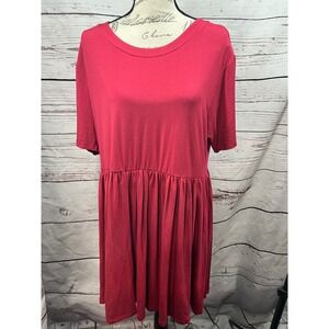Agnes & Dora Womens Red‎ Babydoll Empire Waist Short Sleeve Knit Dress Large